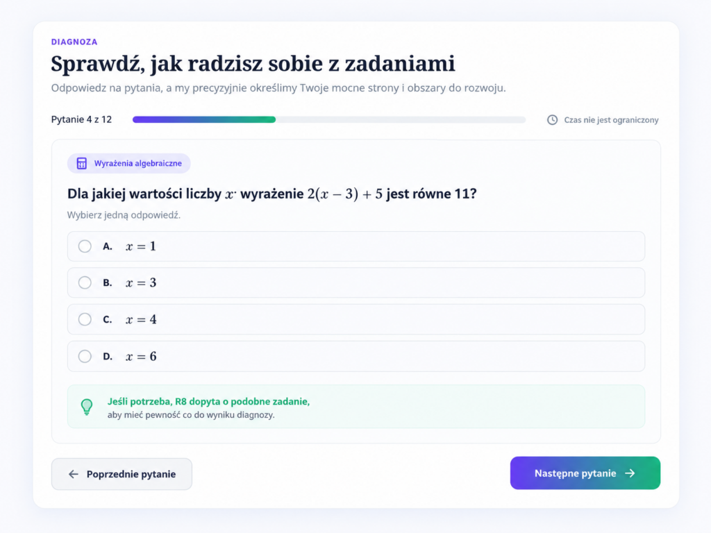 Przykładowe zadanie w bezpłatnej Diagnozie R8