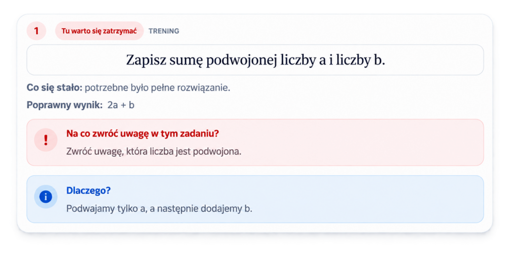 Przykład lekcji R8 podczas pracy ucznia z zadaniem